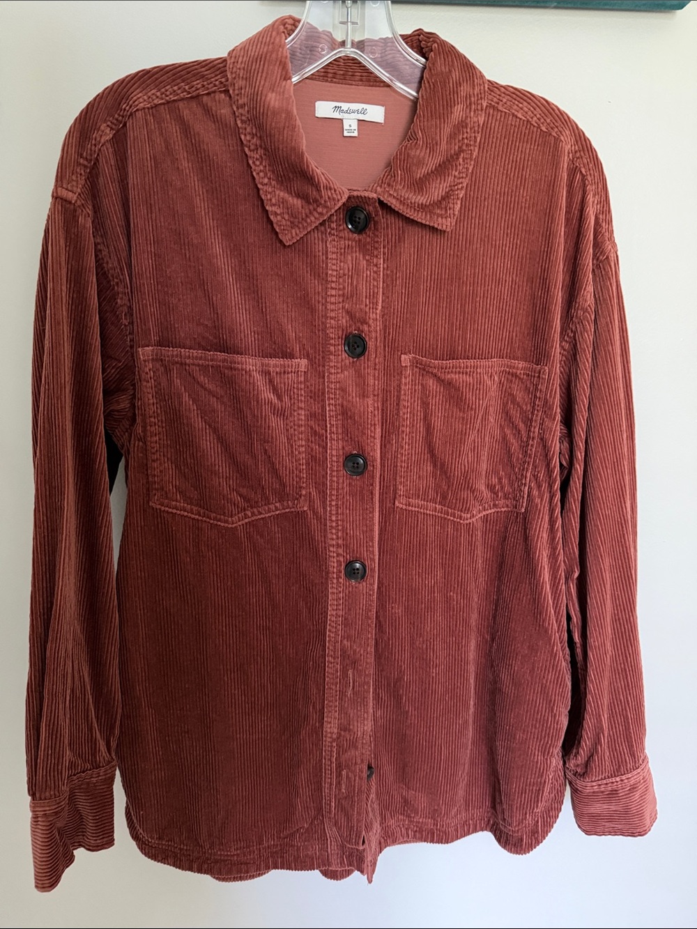 Madewell Rust Corduroy Button-Front shacket